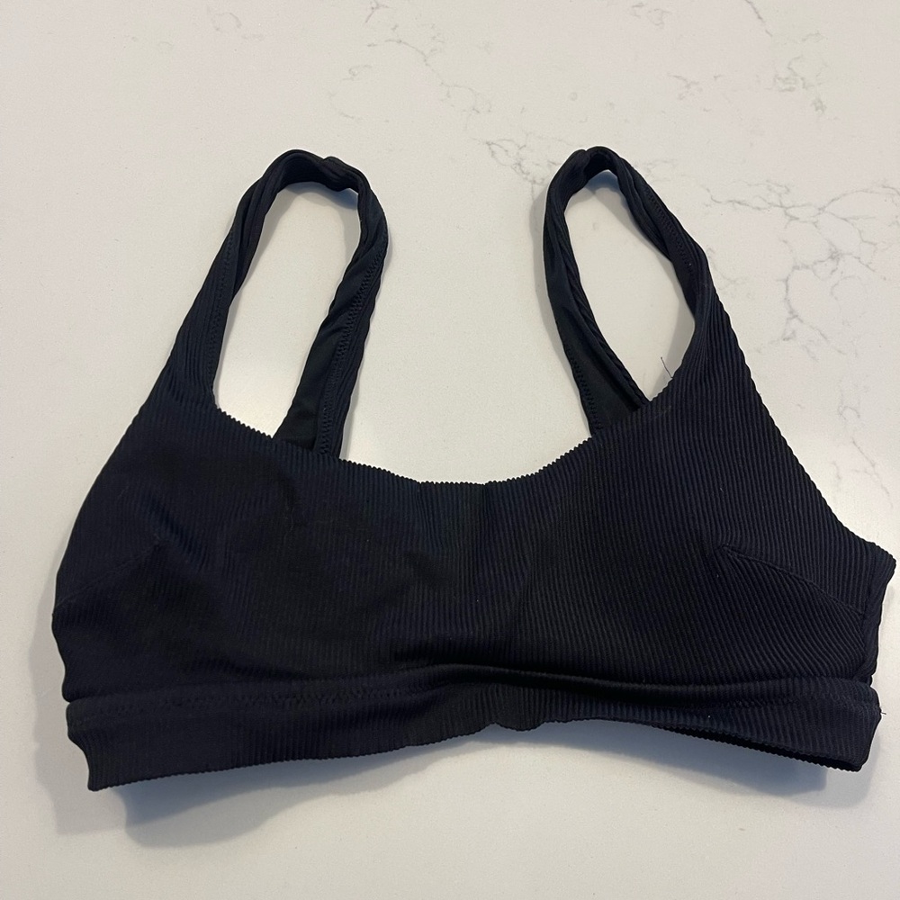 Aerie Black Ribbed Swim Top